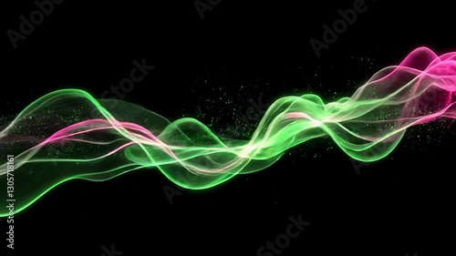 Abstract futuristic smoke background with neon green and pink waves on a black cosmic backdrop. AI. Sound waves. Moving background. 4K resolution - 煙のある抽象的なビデオ背景