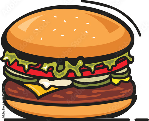 Vector illustration icon big burger flat design artwork 