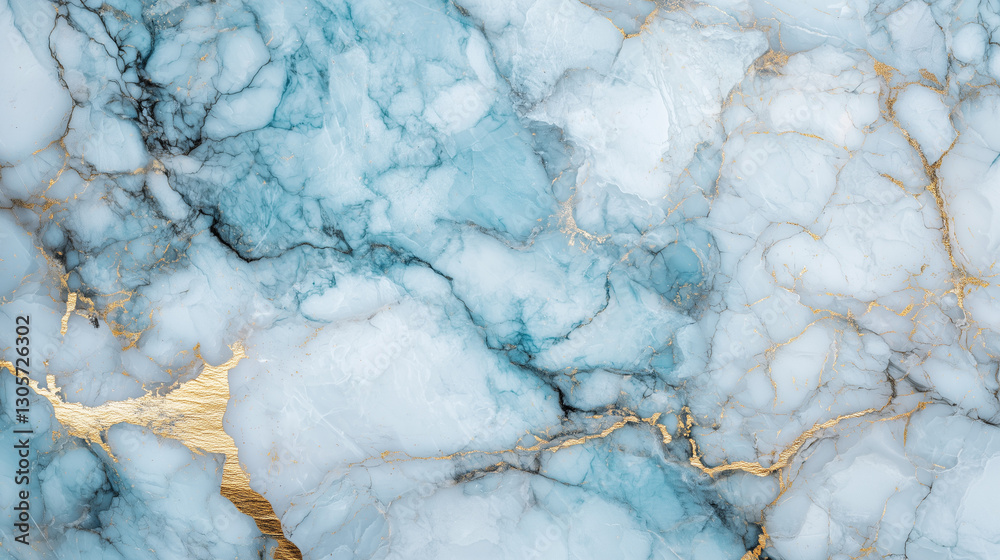 Naklejka premium Elegant blue and white marble texture with gold veins, creating a luxurious abstract background for design and decoration