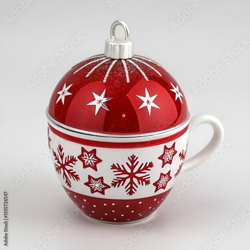Wallpaper Mural red christmas ball on white Torontodigital.ca