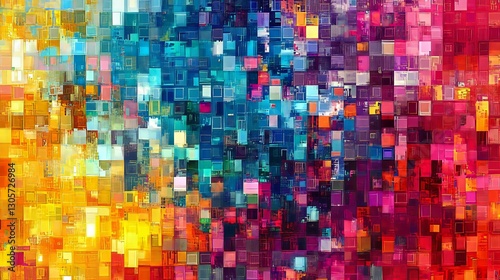 Abstract Colorful Square Pixel Art Design