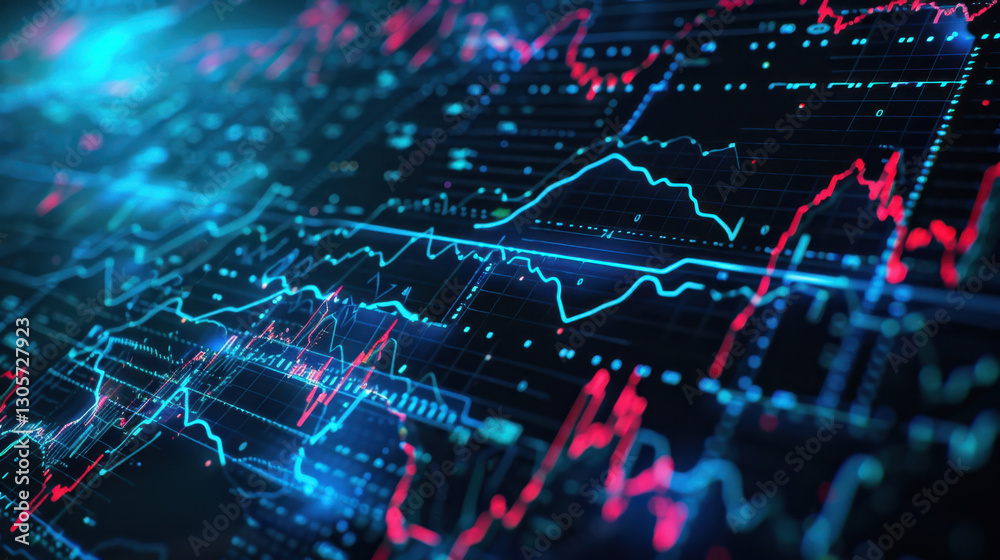 Fototapeta premium Digital data visualization with colorful graphs and charts