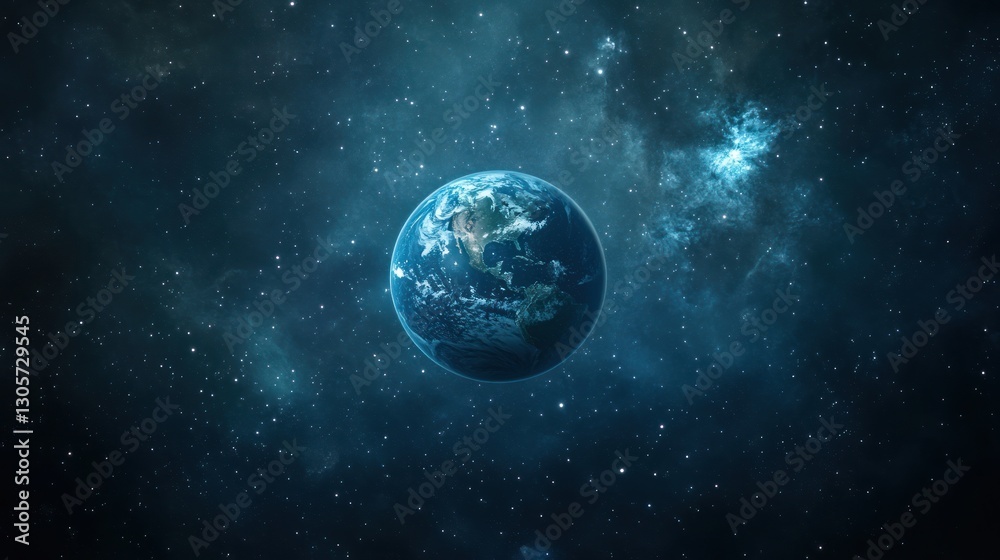 Fototapeta premium Earth in the vastness of space amidst a celestial tapestry of stars
