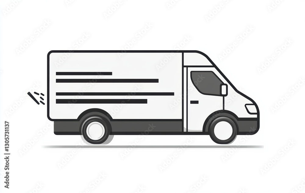 Fast delivery van in urban setting transportation concept high-speed action side view Fast delivery van in urban setting transportation concept high-speed action side view