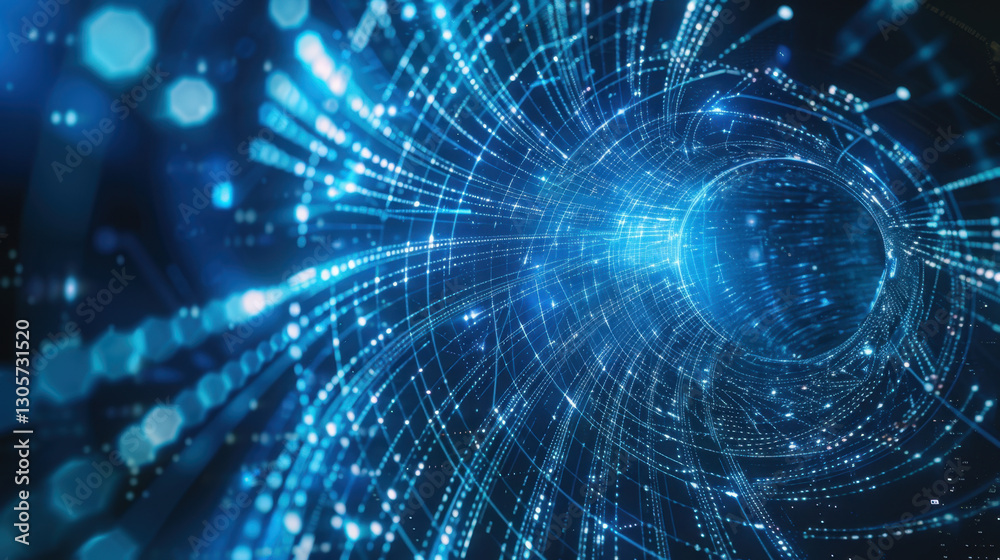 mesmerizing digital tunnel of blue light and particles, creating sense of depth and motion. Ideal for technology and science themes mesmerizing digital tunnel of blue light and particles, creating sense of depth and motion. Ideal for technology and science themes