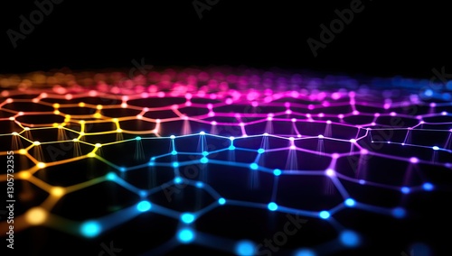 Colorful digital network on dark background