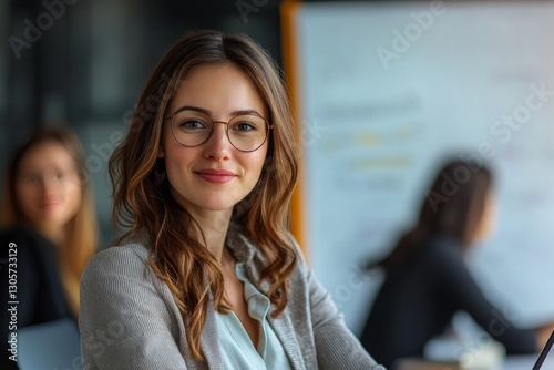 Free Download Confident businesswoman in office portrait  empowering teamwork and entrepreneurial spirit - GFXLoad