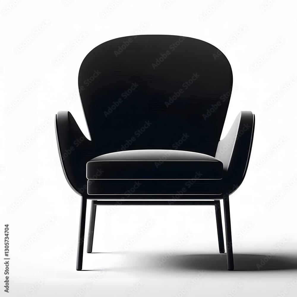 Elegant black armchair in minimalist style, contemporary design on white background, copy space Elegant black armchair in minimalist style, contemporary design on white background, copy space