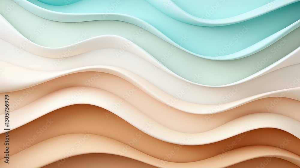 Obraz premium A mesmerizing blend of rich brown and aqua, this abstract background features soft waves that create a tranquil vibe.