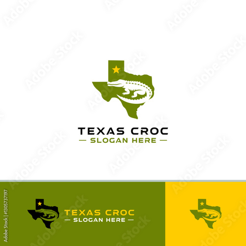 Texas alligator or texas croc logo with negative space design style.