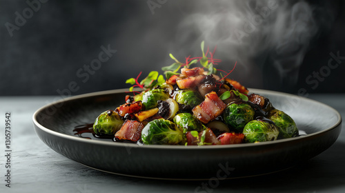 roasted brussels sprouts with bacon and balsamic glaze