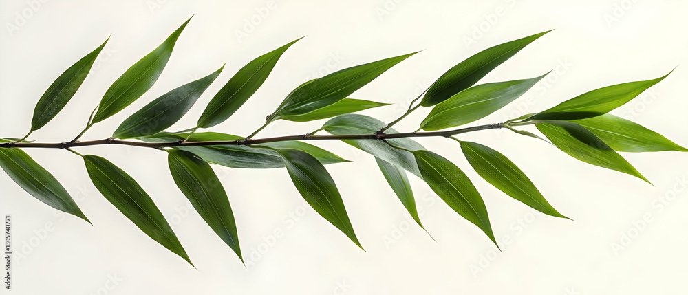 Naklejka premium Green branch, leaves, white background, nature