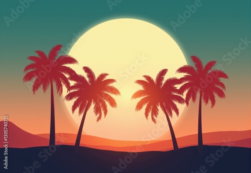 Palm Trees at Sunset Silhouette