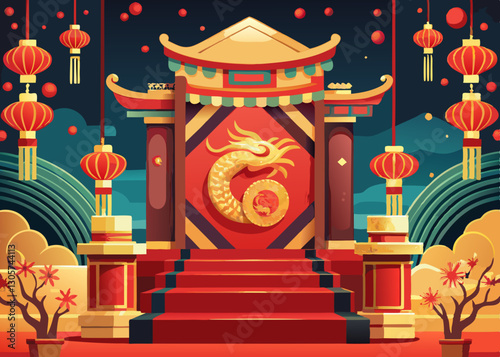 red chinese lantern, Red Chinese Gate
