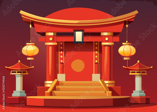red chinese temple. Chinese gate