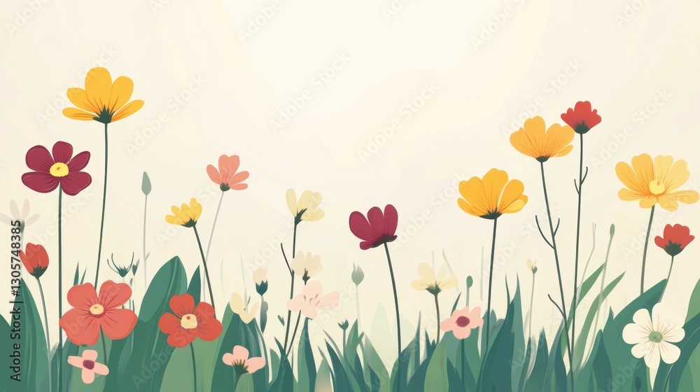 Fototapeta premium Beautiful background template made of Spring flowers.
