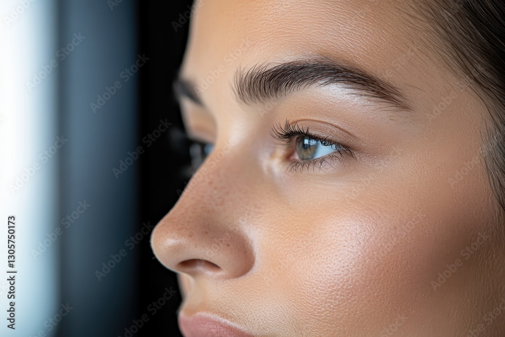 This image captures a stunning close-up of a woman's face, emphasizing her glowing skin and captivating eyes, perfect for beauty and skincare promotions or editorial use. This image captures a stunning close-up of a woman's face, emphasizing her glowing skin and captivating eyes, perfect for beauty and skincare promotions or editorial use.