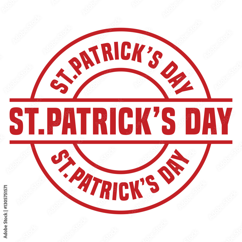 St. Patrick's Day stamp, Carved shape from rounded square shape. Red round stamp with St. Patrick's Day St. Patrick's Day stamp, Carved shape from rounded square shape. Red round stamp with St. Patrick's Day
