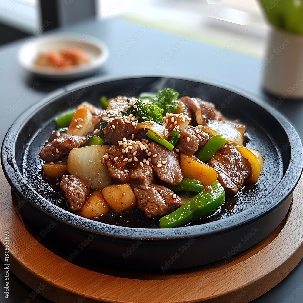 Sizzling Beef Stir-fry, Restaurant, Vegetables, Sesame Seeds, Menu