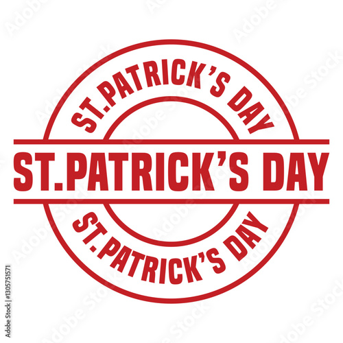 St. Patrick's Day stamp, Carved shape from rounded square shape. Red round stamp with St. Patrick's Day