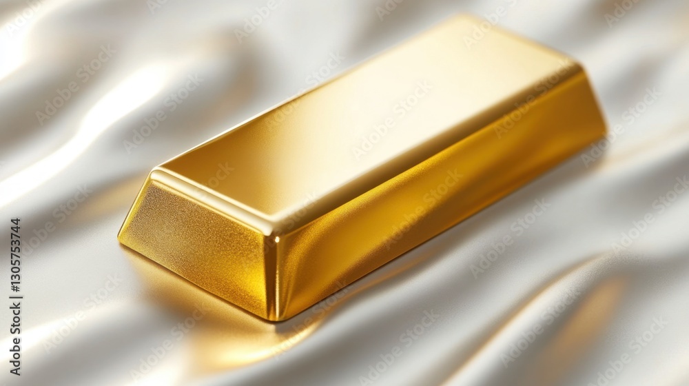 Elegant gold bar with a mirror finish placed on a radiant silver background. Elegant gold bar with a mirror finish placed on a radiant silver background.