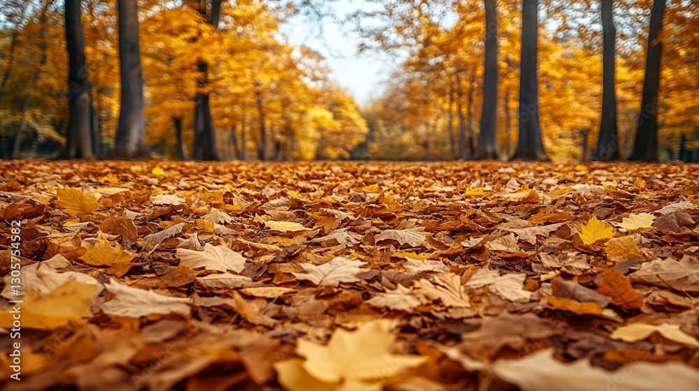 Walking Through Golden Autumn Leaves in Forest - Nature Landscape Walking Through Golden Autumn Leaves in Forest - Nature Landscape