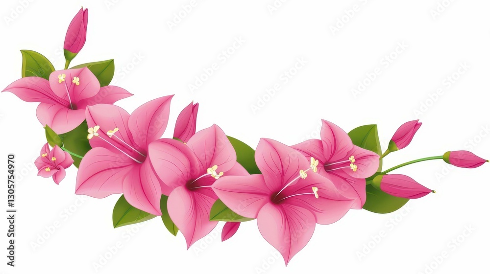 Fototapeta premium Vibrant bougainvillea creeper border enhances designs with natures charm and bold colors, perfect for creative projects.