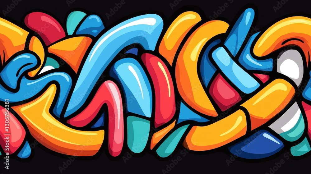 Naklejka premium Vibrant vector background template featuring dynamic graffiti art, ideal for urban creatives and street art lovers.