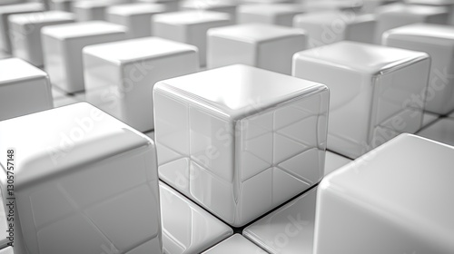 Abstract white cubes, geometric pattern, 3D render, background photo