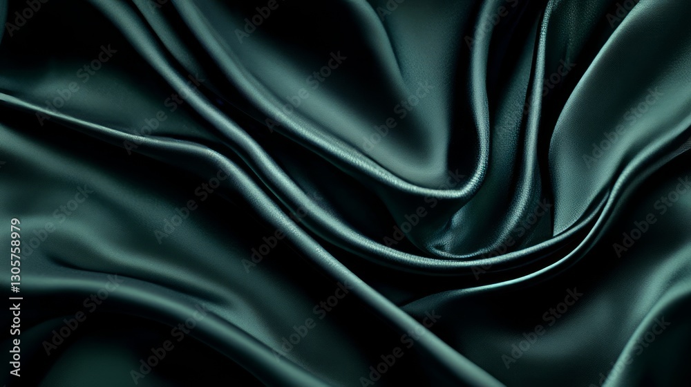 Fototapeta premium Dark navy and forest green swirls, moody and sleek with glossy highlights and fluid texture