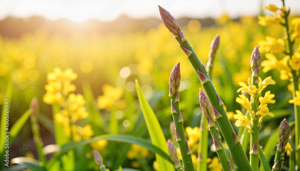 Obraz premium Asparagus stems basking in summer light, nature's bounty