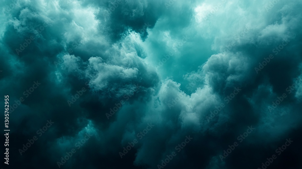 Obraz premium Deep indigo and forest green clouds, moody and mysterious with glossy highlights