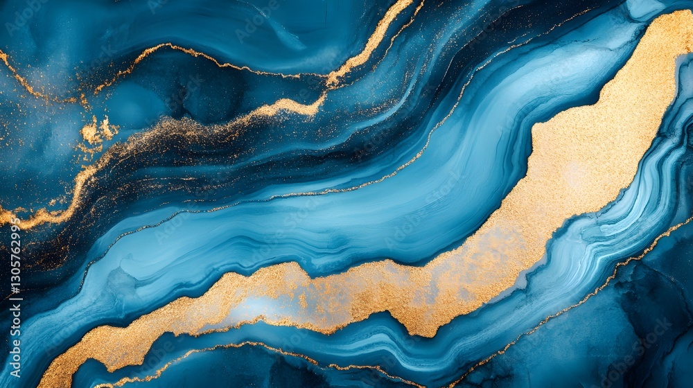 Abstract Blue Gold Marble Texture Background AI Art Abstract Blue Gold Marble Texture Background AI Art