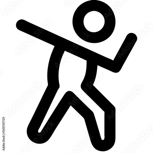 Stick figure dancing joyfully on a white background