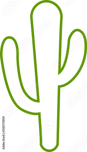 Cactus icon. Cactus silhouette vector isolated on transparent background. Home plant flat and line element. Mexican desert plant pictogram. Wild cactus linear nature garden symbol