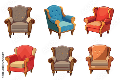 Red and blue armchair vector illustration isolated on a white background