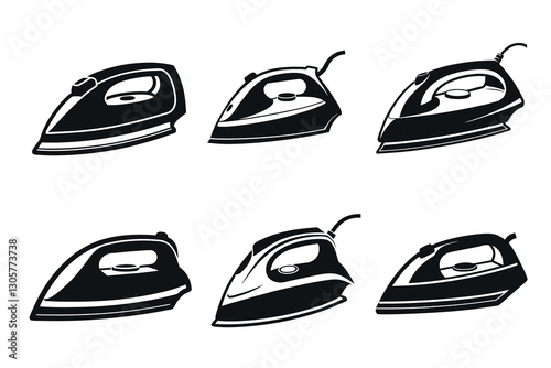Iron vector silhouette line art Set