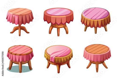 Set of Wooden Round Board vector illustration isolated on a white background