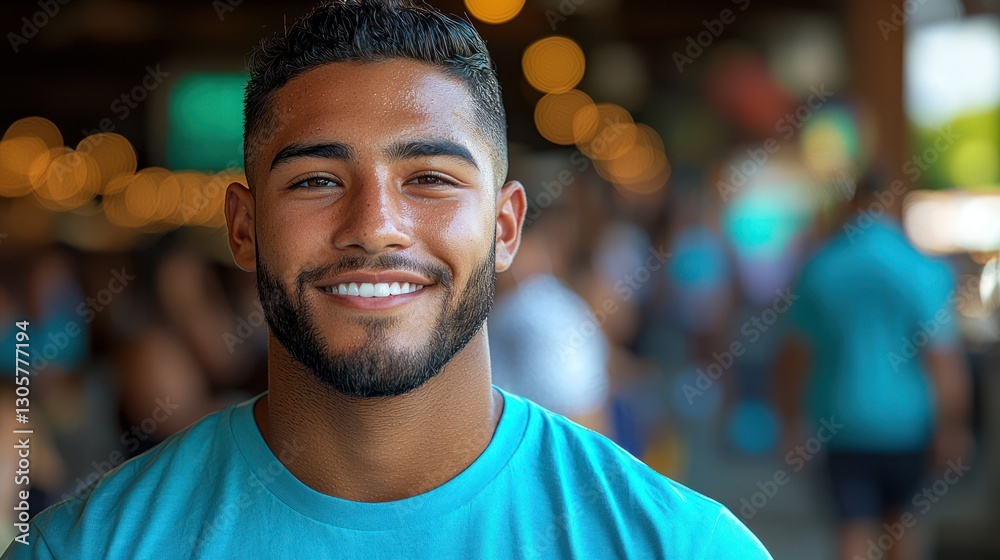 Smiling young man in a market Smiling young man in a market