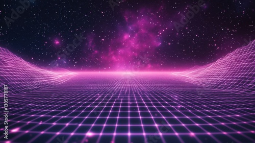 Wallpaper of a futuristic space chart glowing celestial symbols with halftone-dotted stars