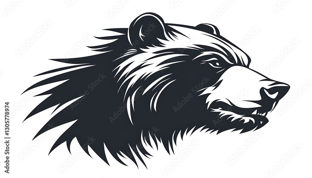 Obraz premium Bear Head Profile, Vector Illustration, Graphic Art