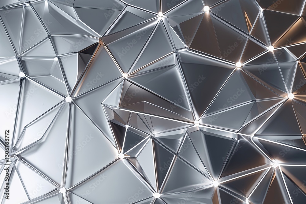 Fototapeta premium Daring Revolutionary Tech with Bold Silver Surface and Geodesic Lines Expressing Digital Linkage