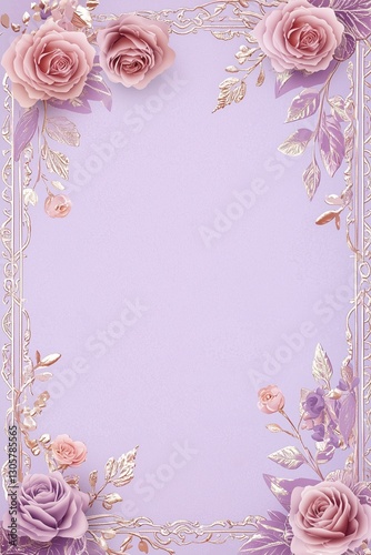 Pink Purple Rose Wedding Invitation Frame