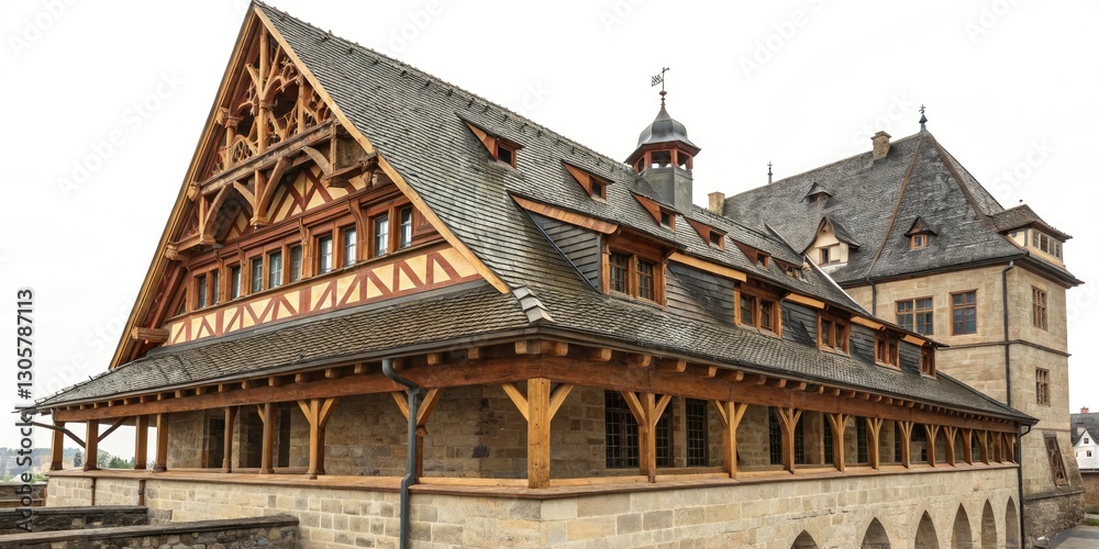 Obraz premium Macro Cologne Gaffel House Roof Tiles 1213 Medieval Architecture Close-Up Detail Photography