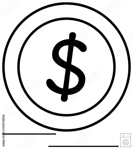 Circular coin with a dollar sign at its center, symbolizing currency and financial themes. Ideal for money, banking, economy, savings, investment, currency exchange wealth. Flat simple metaphor