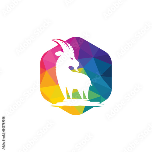 Goat Simple Logo Template Design. Mountain goat vector logo design.