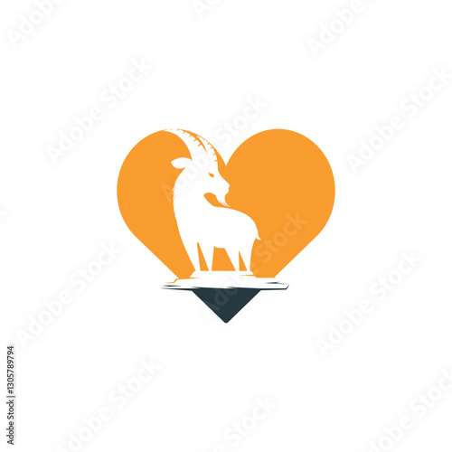 Love Goat Logo Template vector design. A beard goat logo concept.