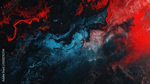 Abstract depiction of swirling colors red blue and black together