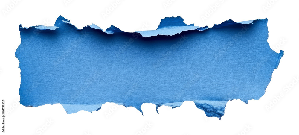 Blue torn paper with jagged edges on transparent background. Art and texture concept Blue torn paper with jagged edges on transparent background. Art and texture concept