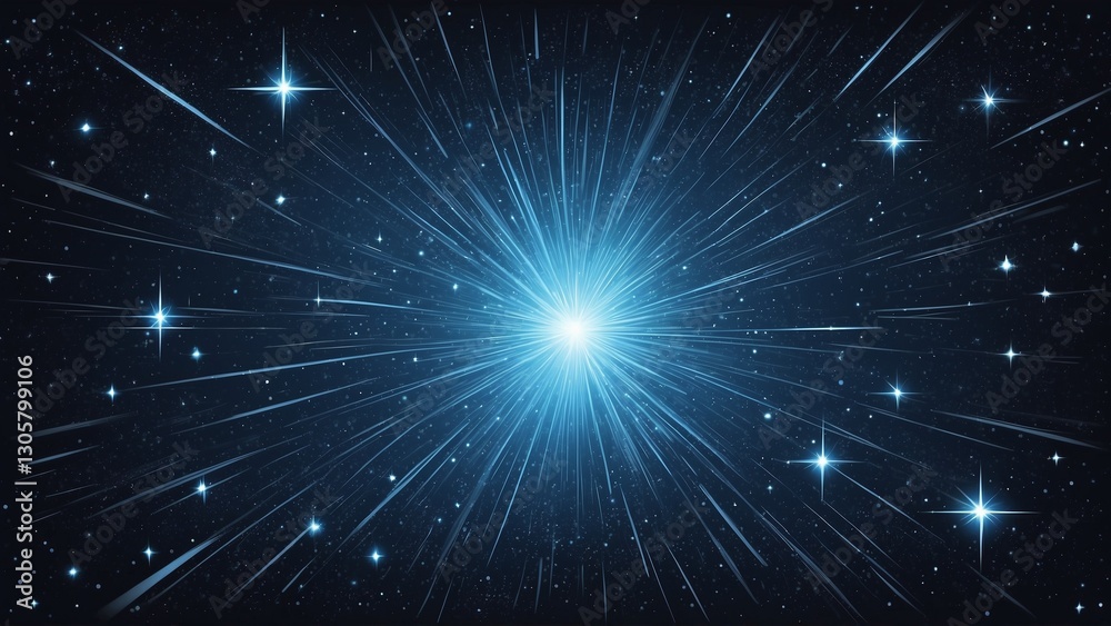 Fototapeta premium Starburst in Night Sky with Radiating Light and Stars 